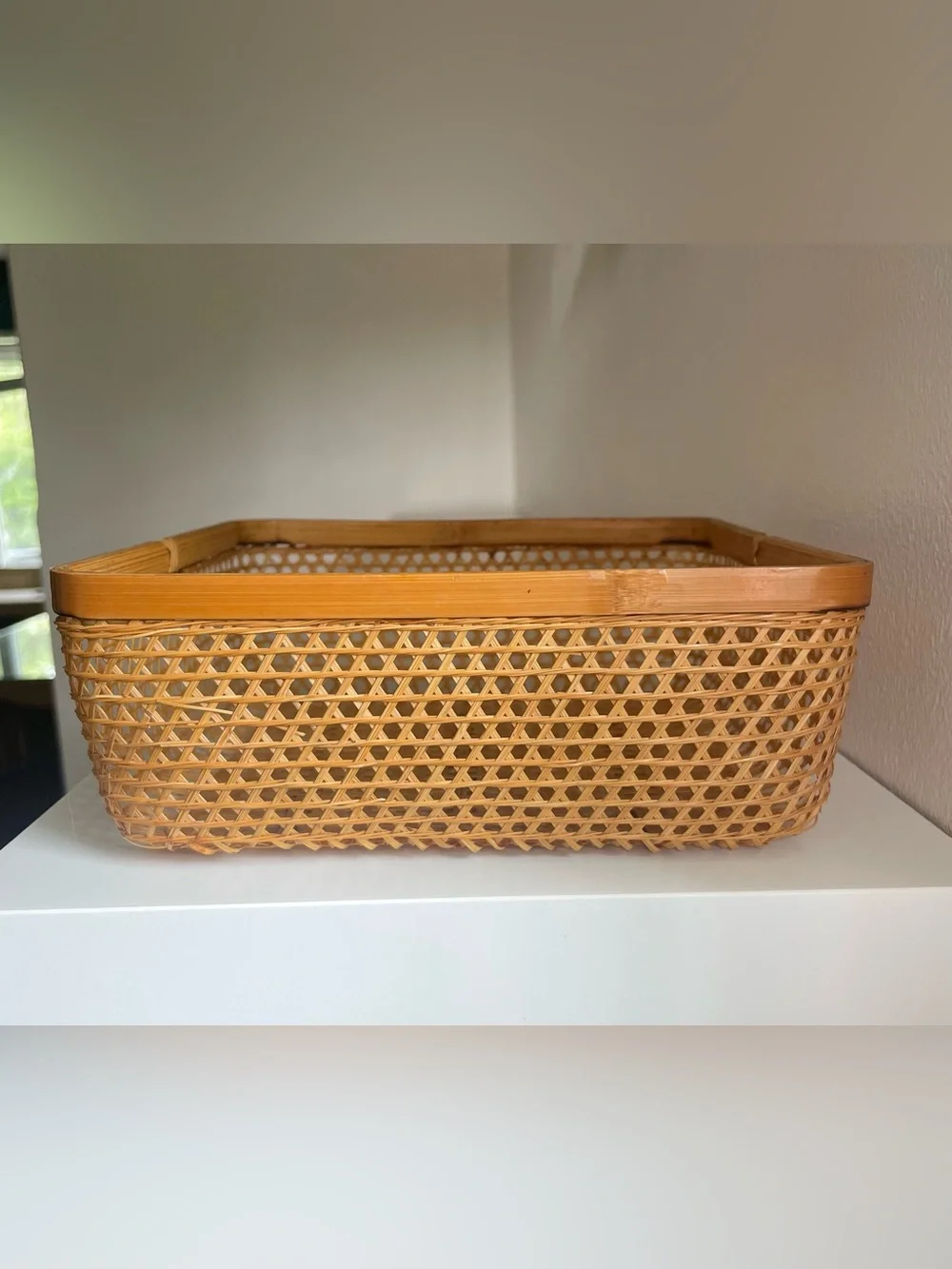 Woven Rattan Rectangular Basket - Picture 3 of 13